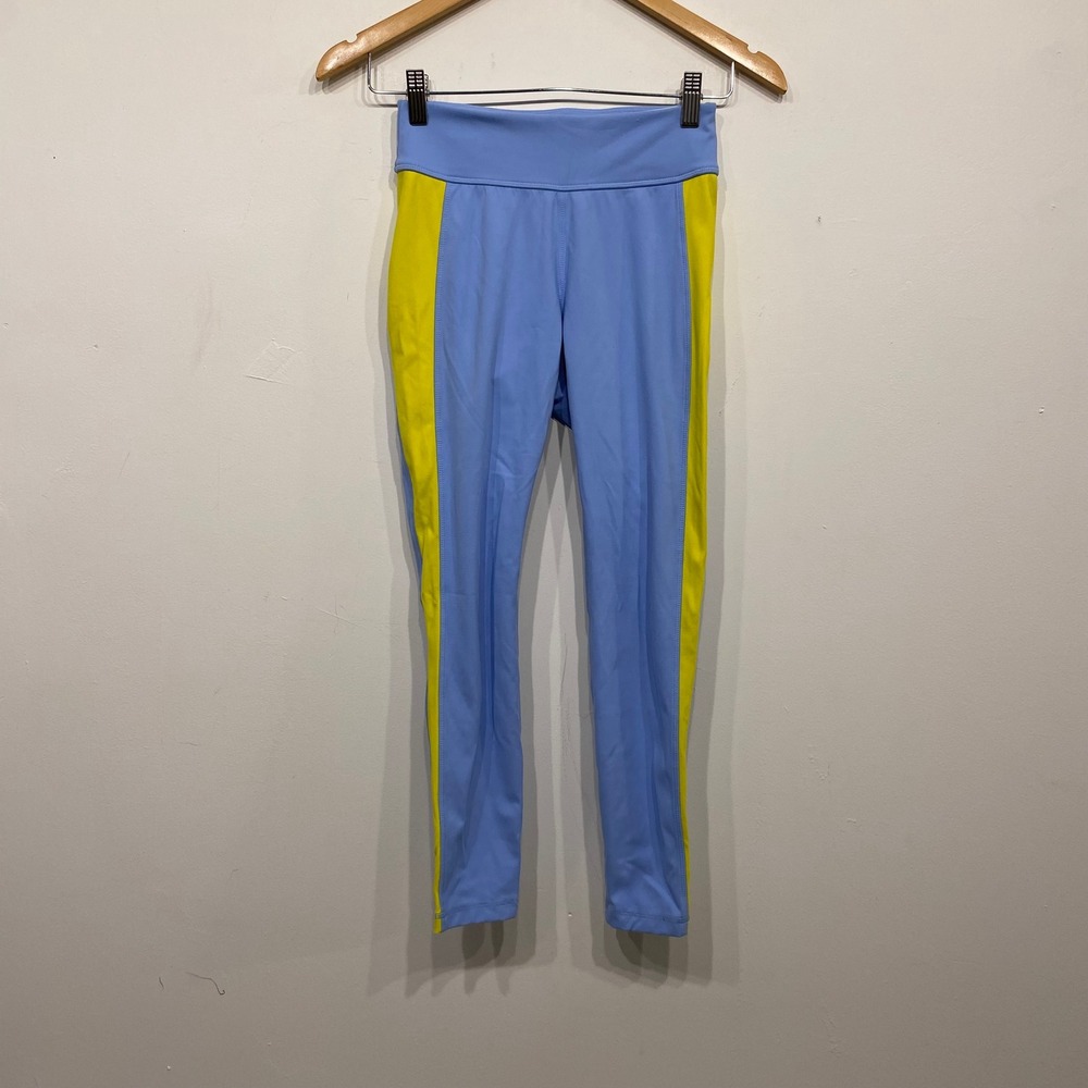 Tory Sport Blue Yellow Colorblock High Rise Performance Leggings XS